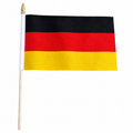 Deutschland Fahne am Stab auf weissem Hintergrund