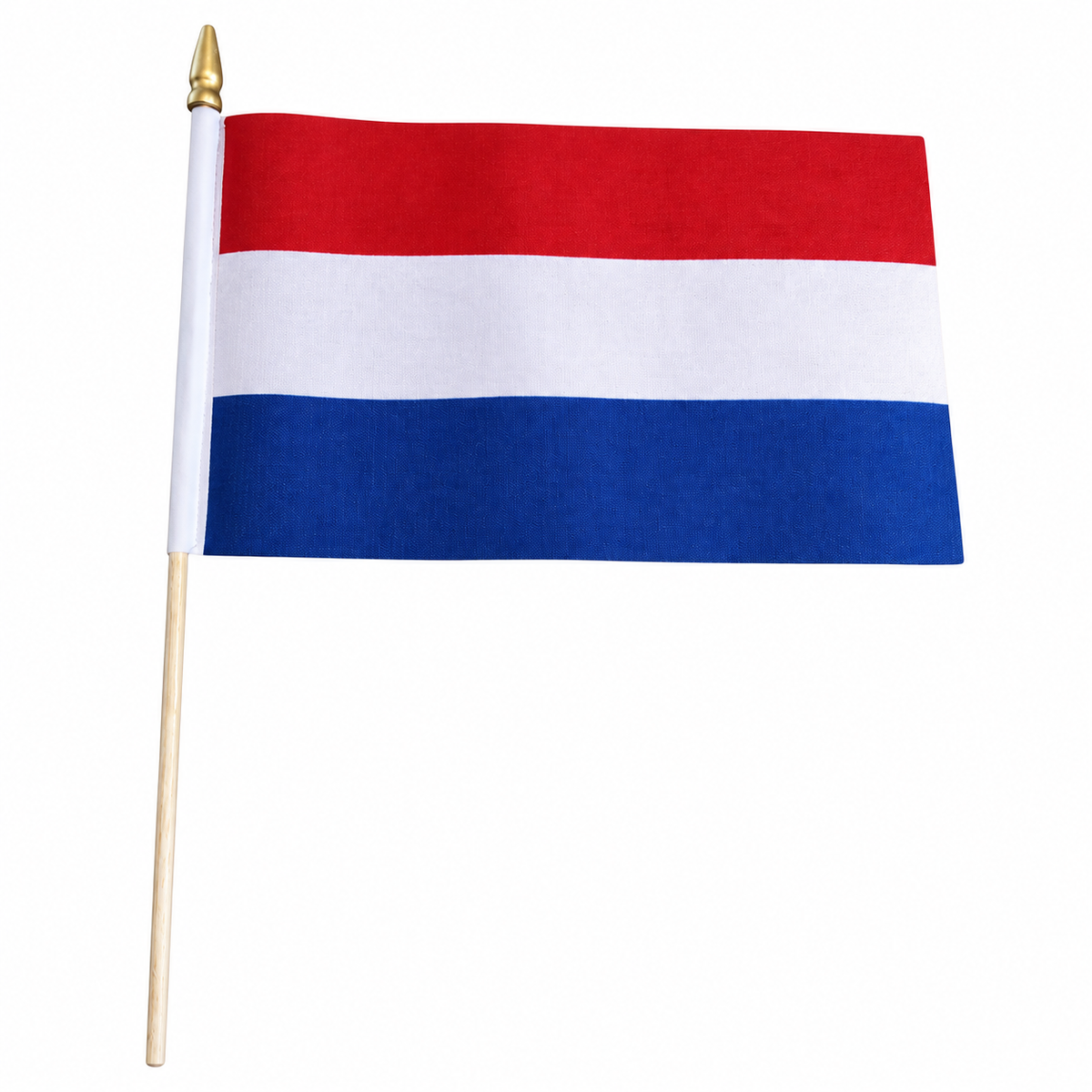 Niederlande Fahne am Stab auf weissem Hintergrund