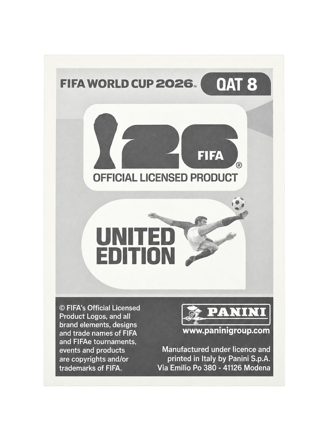 Panini FIFA WM 2026 United QAT 8 Tarek Salman Rückseite