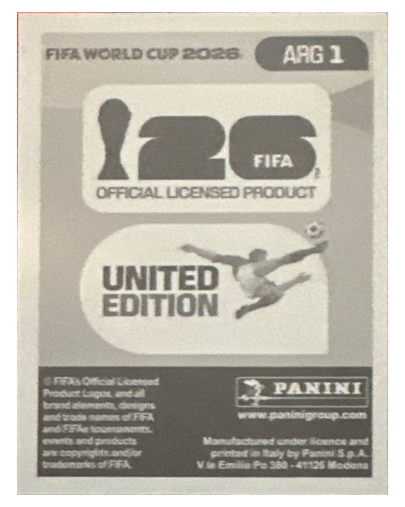 Panini FIFA WM 2026 United - ARG 1 - Team Logo Rückseite