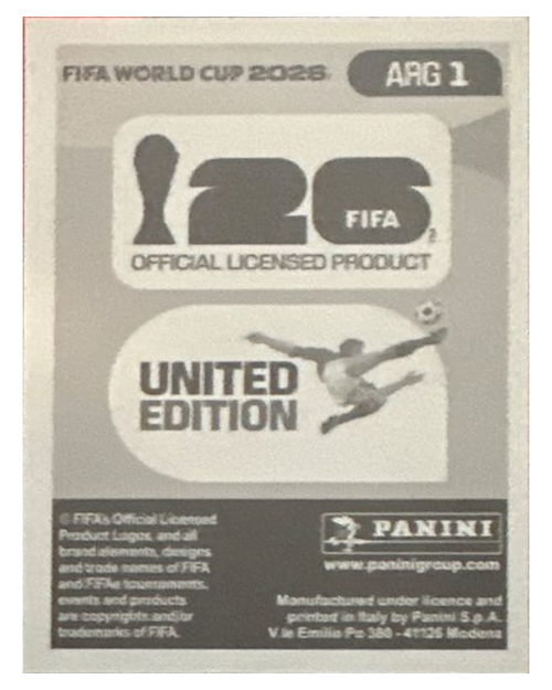 Panini FIFA WM 2026 United - ARG 1 - Team Logo Rückseite