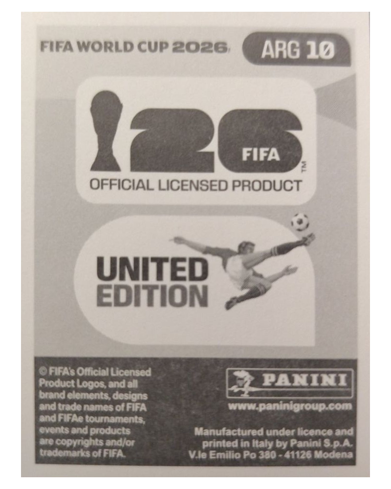 Panini FIFA WM 2026 United - ARG 10 - Rodrigo De Paul