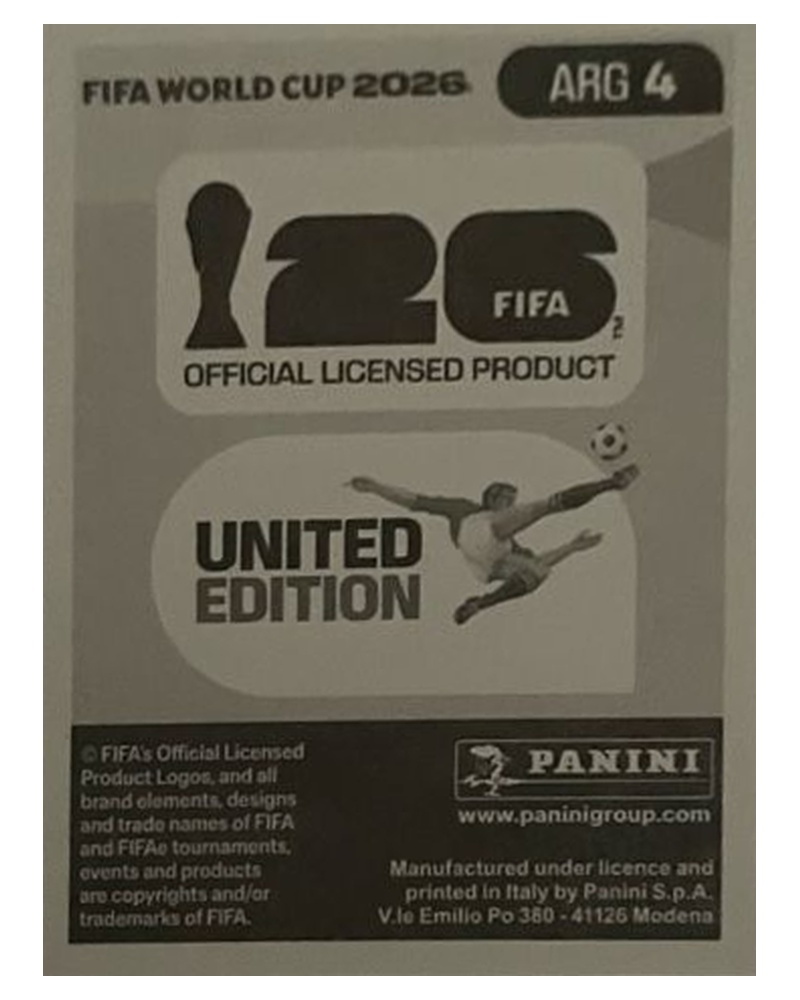 Panini FIFA WM 2026 United - ARG 4 - Cristian Romero