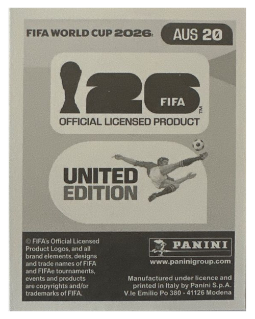 Panini FIFA WM 2026 United - AUS 20 - Mohamed Touré Rückseite