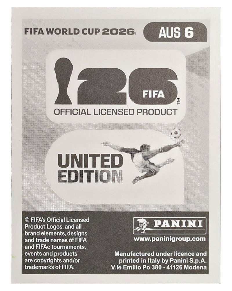 Panini FIFA WM 2026 United - AUS 6 - Jordan Bos
