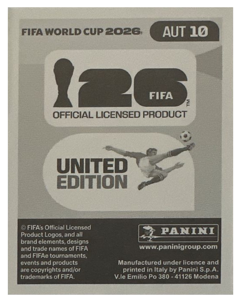 Panini FIFA WM 2026 United - AUT 10 - Xaver Schlager