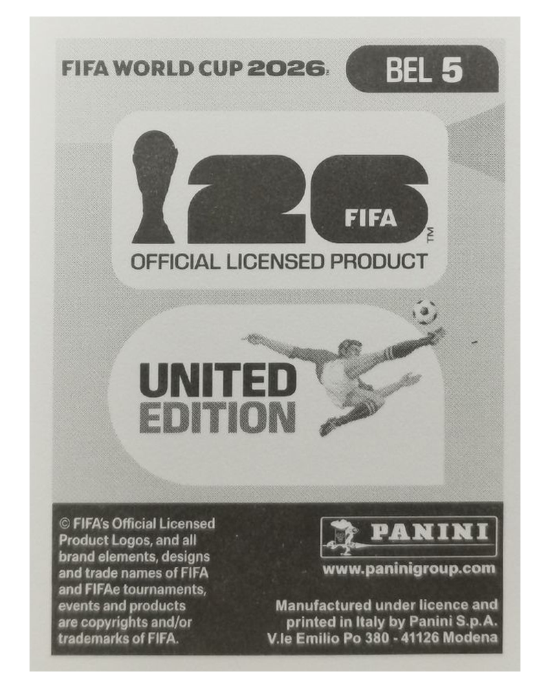 Panini FIFA WM 2026 United - BEL 5 - Zeno Debast