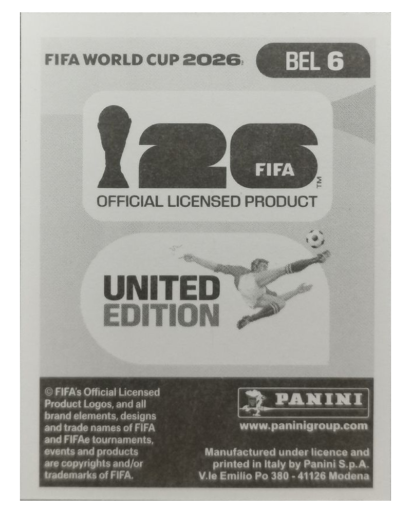 Panini FIFA WM 2026 United - BEL 6 - Brandon Mechele