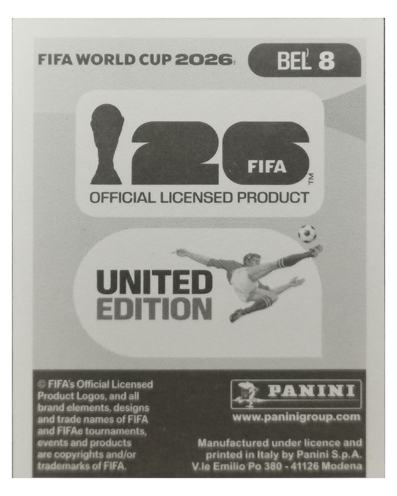 Panini FIFA WM 2026 United - BEL 8 - Thomas Meunier
