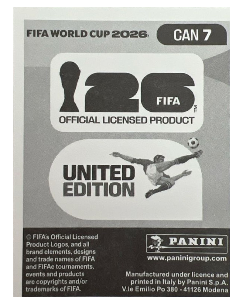 Panini FIFA WM 2026 United - CAN 7 - Derek Cornelius
