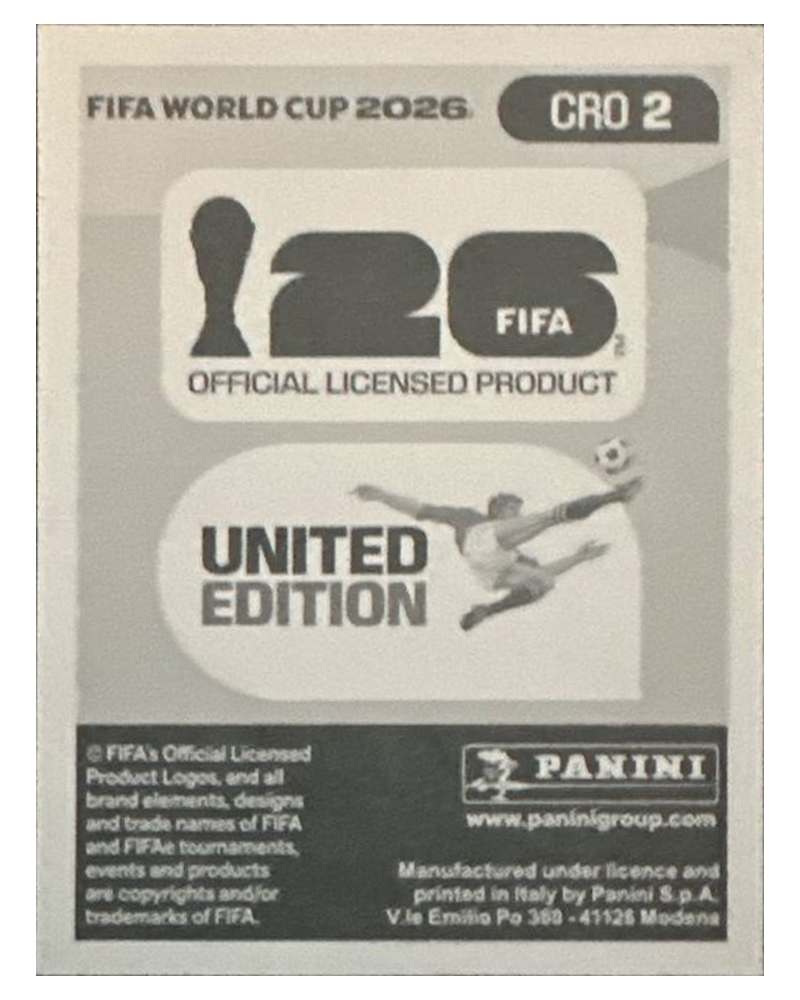 Panini FIFA WM 2026 United - CRO 2 - Dominik Livaković Rückseite