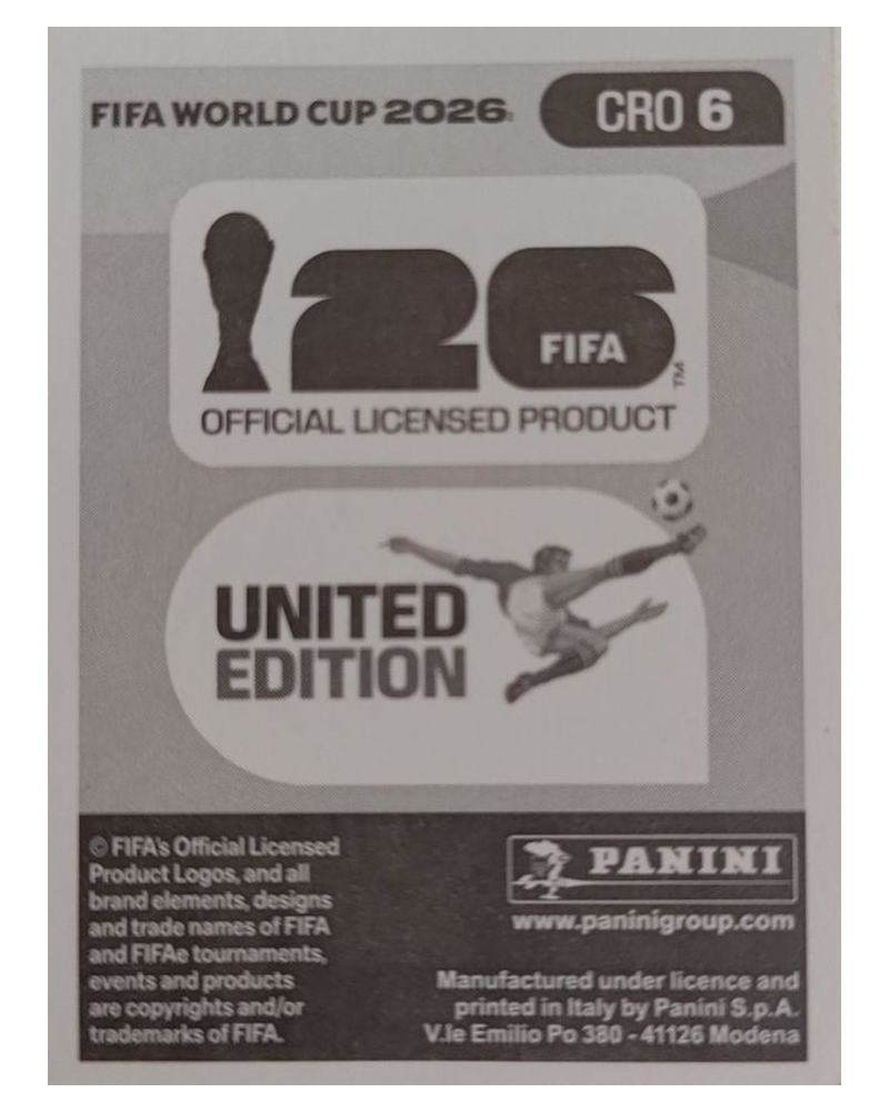 Panini FIFA WM 2026 United - CRO 6 - Luka Vušković