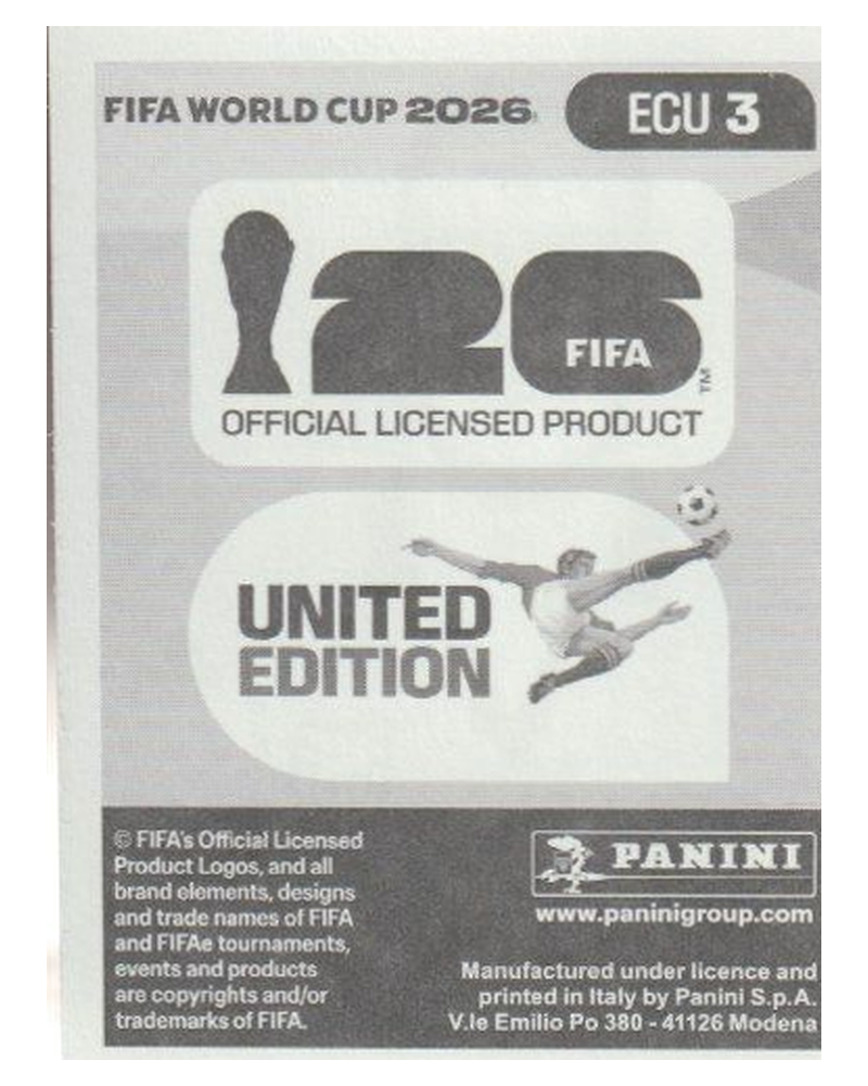 Panini FIFA WM 2026 United - ECU 3 - Gonzalo Valle