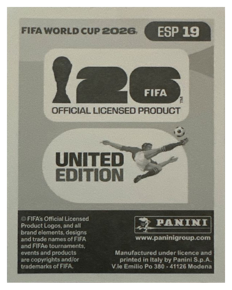 Panini FIFA WM 2026 United - ESP 19 - Álvaro Morata Rückseite