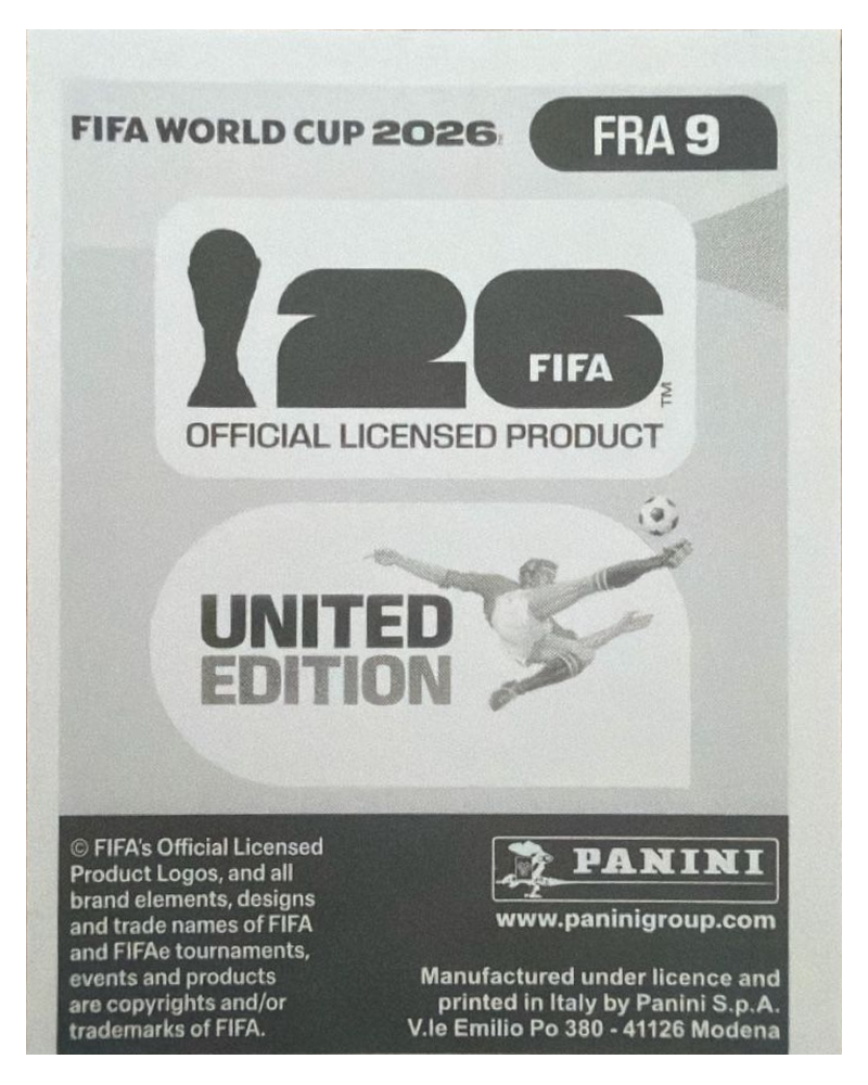 Panini FIFA WM 2026 United - FRA 9 - Aurélien Tchouaméni