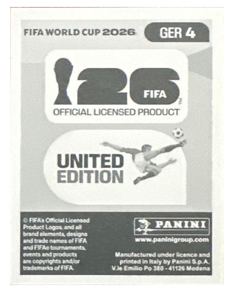 Panini FIFA WM 2026 United - GER 4 - David Raum Rückseite