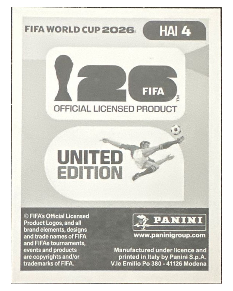 Panini FIFA WM 2026 United - HAI 4 - Martin Expérience Rückseite