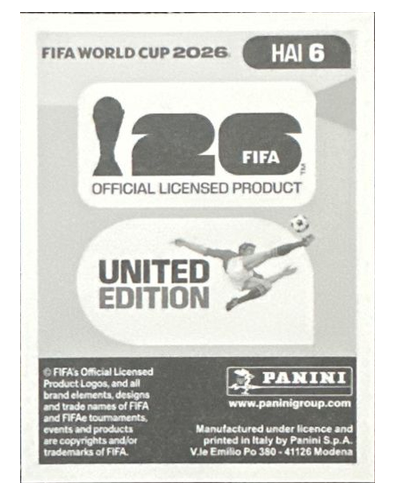 Panini FIFA WM 2026 United - HAI 6 - Ricardo Adé Rückseite