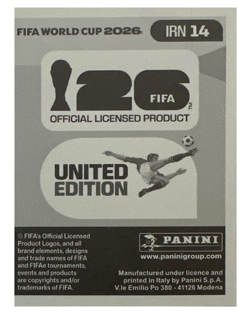 Panini FIFA WM 2026 United - IRN 14 - Omid Noorafkan