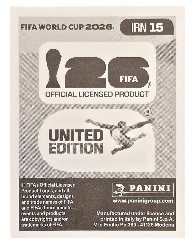 Panini FIFA WM 2026 United - IRN 15 - Roozbeh Cheshmi