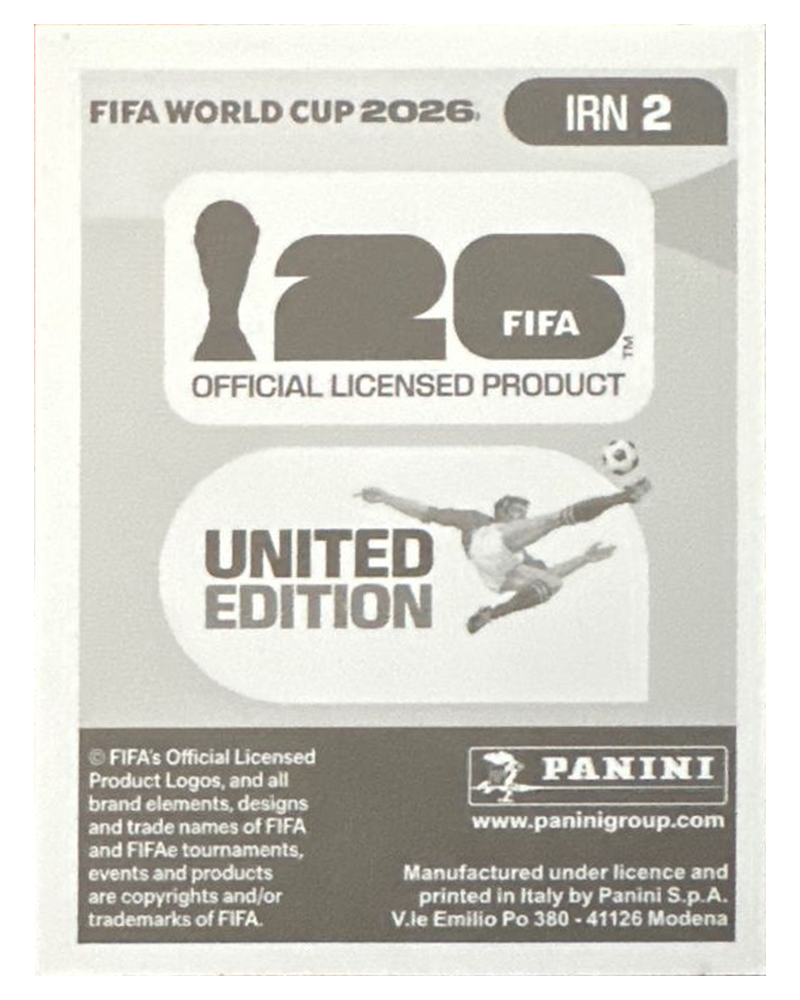 Panini FIFA WM 2026 United - IRN 2 - Alireza Beiranvand