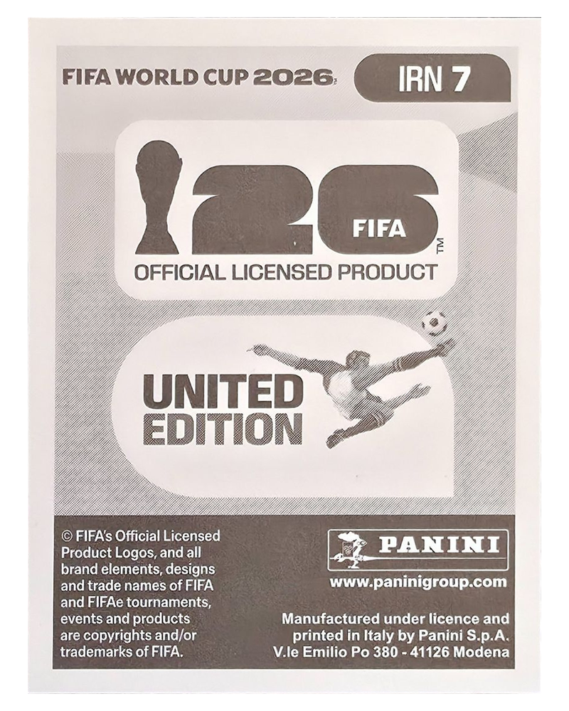 Panini FIFA WM 2026 United - IRN 7 - Ramin Rezaeian