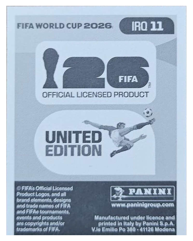 Panini FIFA WM 2026 United - IRQ 11 - Ibrahim Bavesh