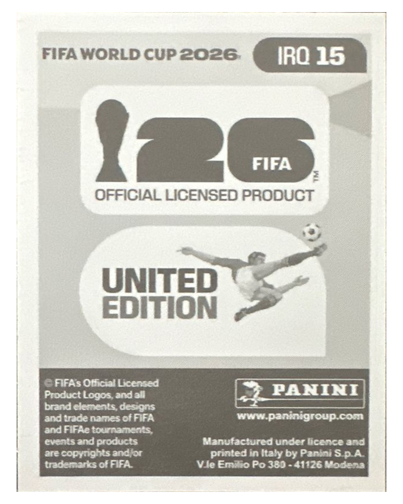 Panini FIFA WM 2026 United - IRQ 15 - Aimar Sher