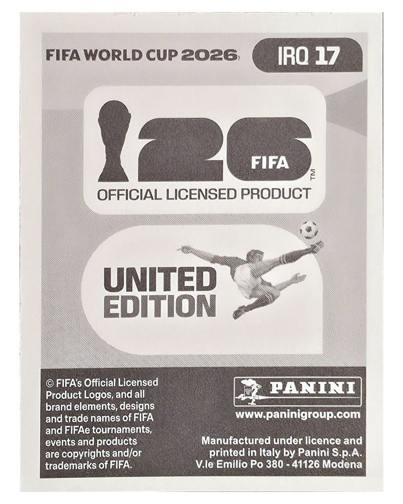 Panini FIFA WM 2026 United - IRQ 17 - Osama Rashid