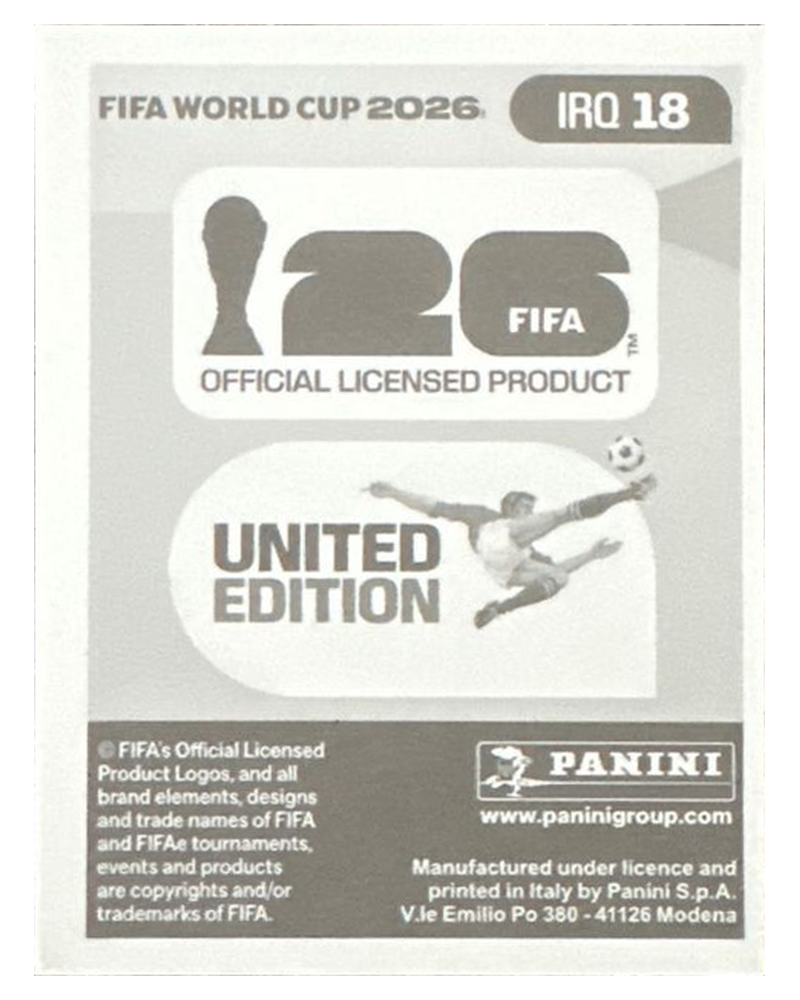 Panini FIFA WM 2026 United - IRQ 18 - Ali Al-Hamadi