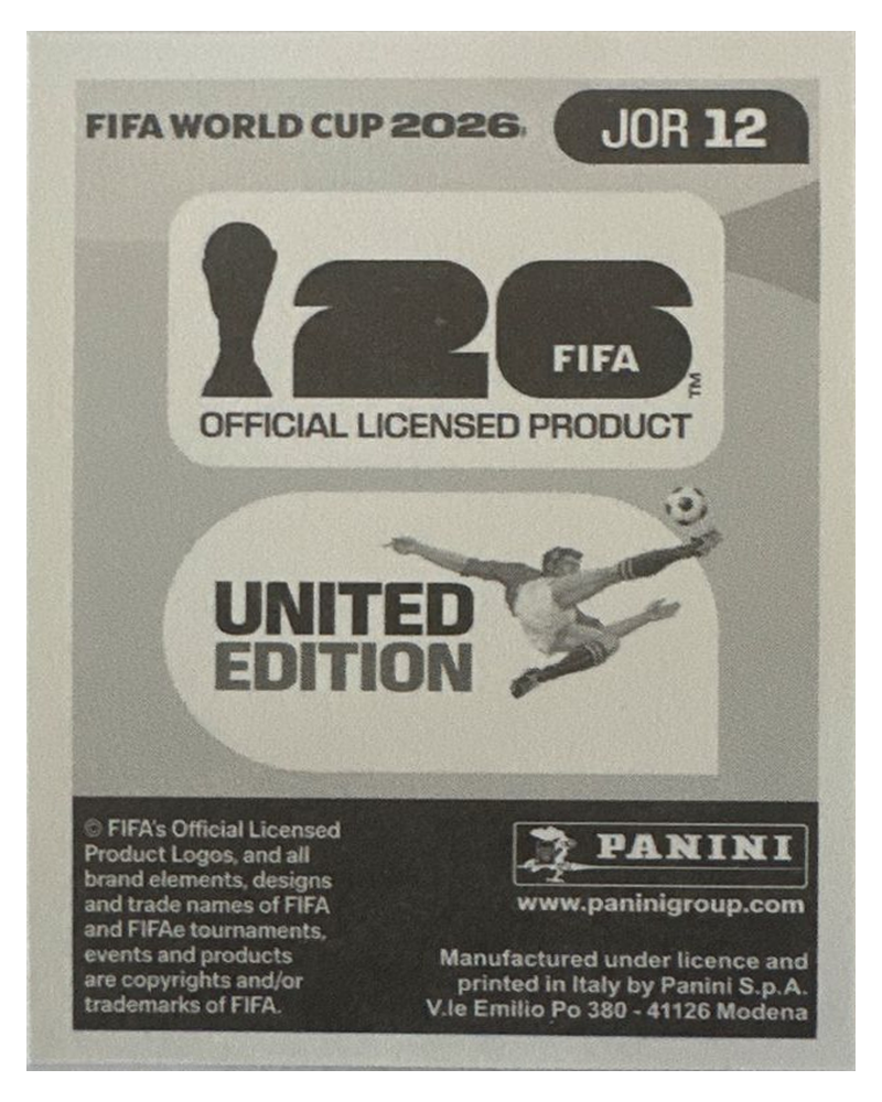 Panini FIFA WM 2026 United - JOR 12 - Mohannad Abu Taha Rückseite