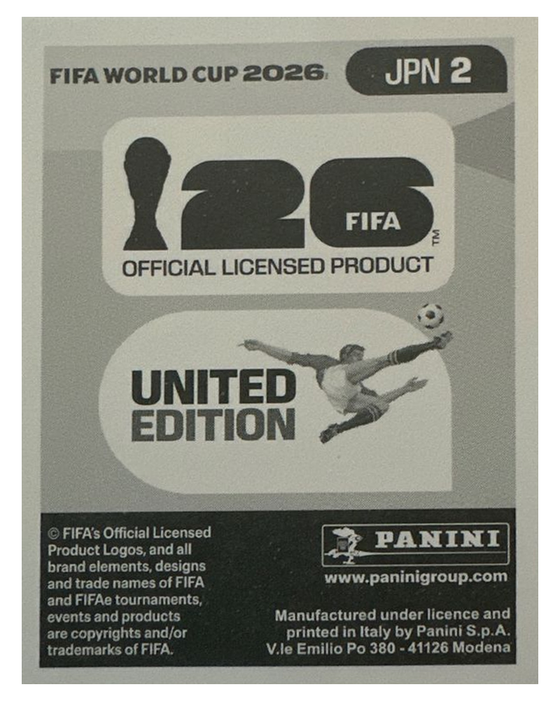 Panini FIFA WM 2026 United - JPN 2 - Zion Suzuki Rückseite