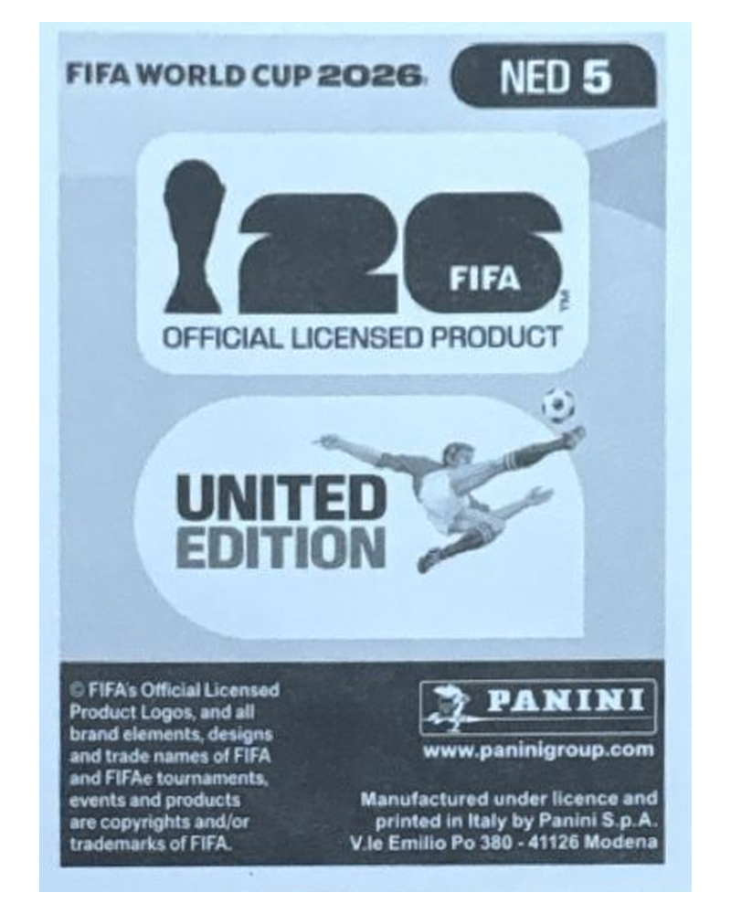 Panini FIFA WM 2026 United - NED 5 - Jurrien Timber