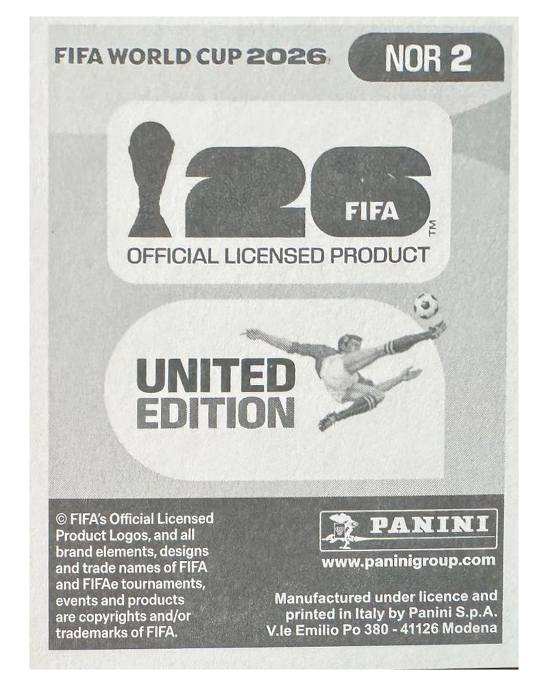 Panini FIFA WM 2026 United - NOR 2 - Orjan Nyland