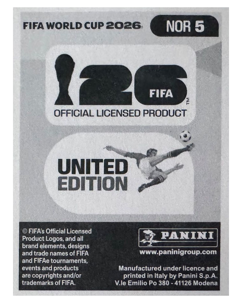 Panini FIFA WM 2026 United - NOR 5 - Kristoffer Vassbakk Ajer