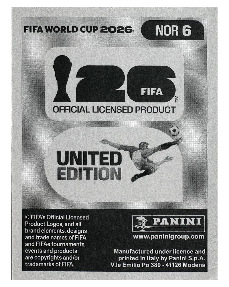 Panini FIFA WM 2026 United - NOR 6 - Marcus Holmgren Pedersen