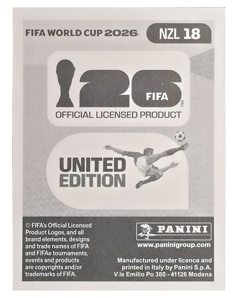 Panini FIFA WM 2026 United - NZL 18 - Elijah Just