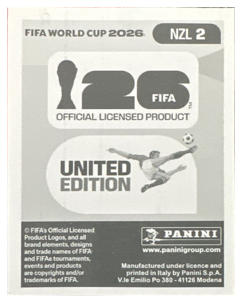 Panini FIFA WM 2026 United - NZL 2 - Max Crocombe Payne
