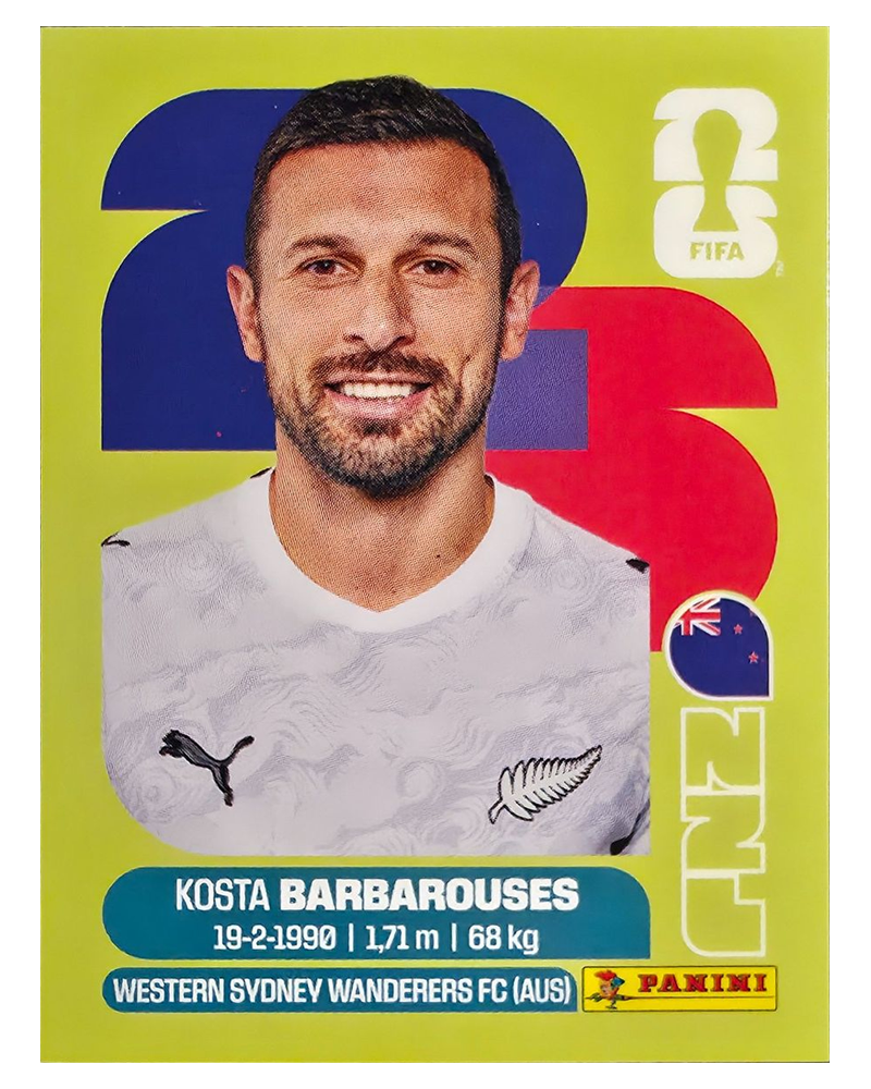 Panini FIFA WM 2026 United - NZL 20 - Kosta Barbarouses