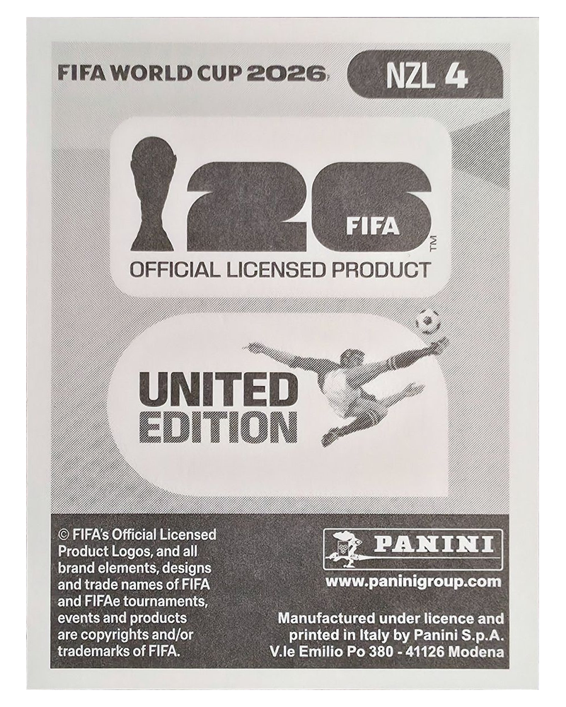 Panini FIFA WM 2026 United - NZL 4 - Michael Boxall