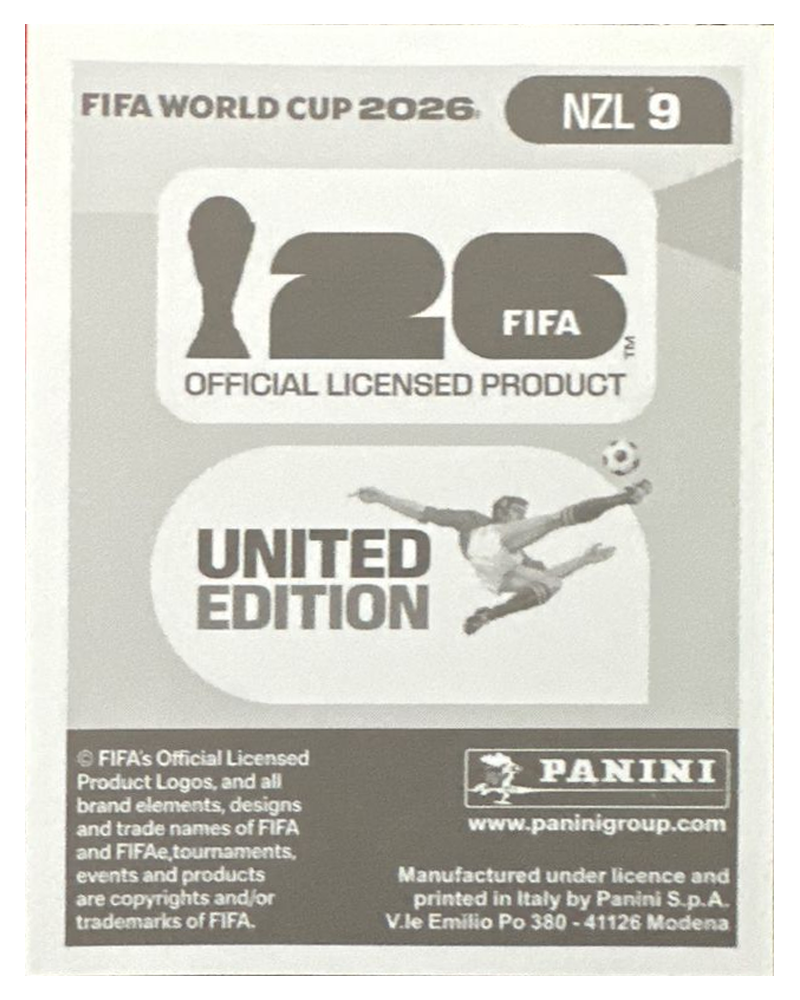Panini FIFA WM 2026 United - NZL 9 - Finn Surman