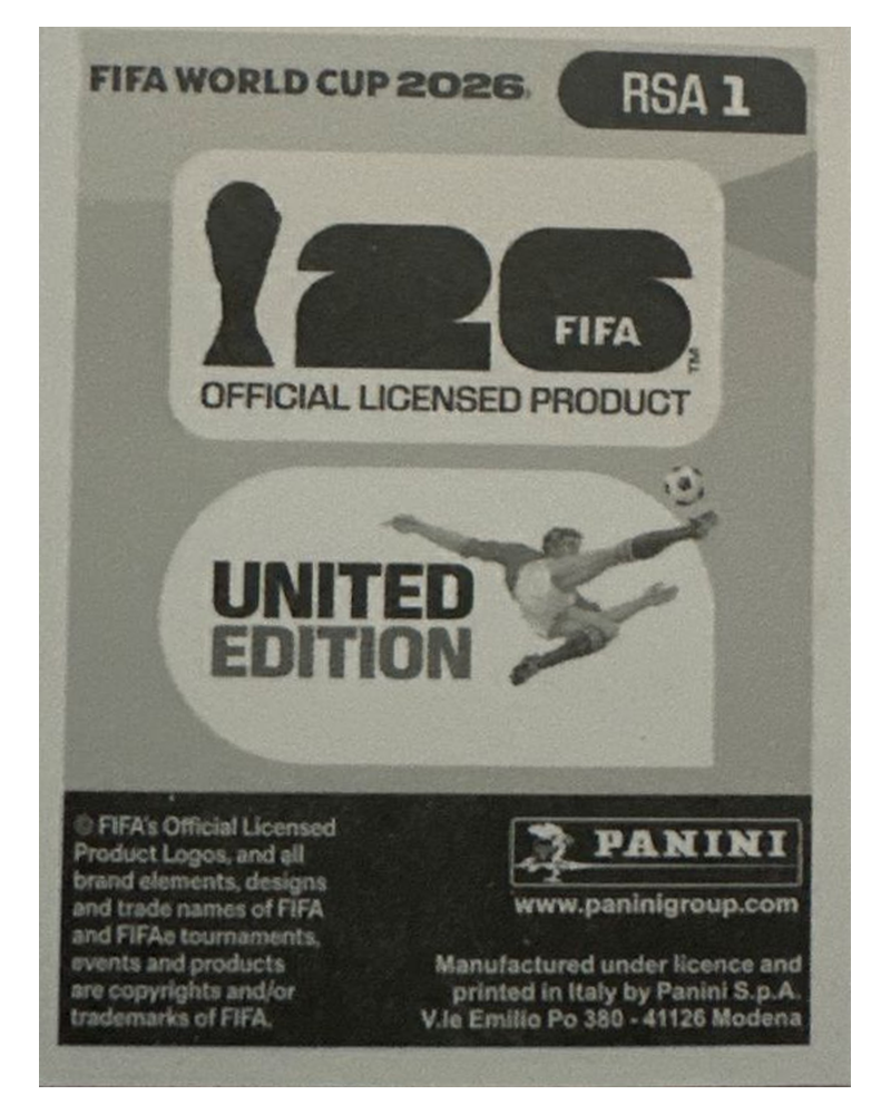 Panini FIFA WM 2026 United - RSA 1 - Team Logo