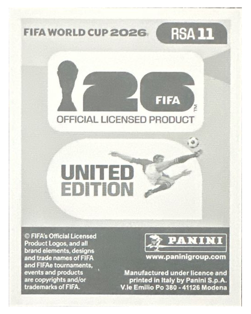 Panini FIFA WM 2026 United - RSA 11 - Teboho Mokoena