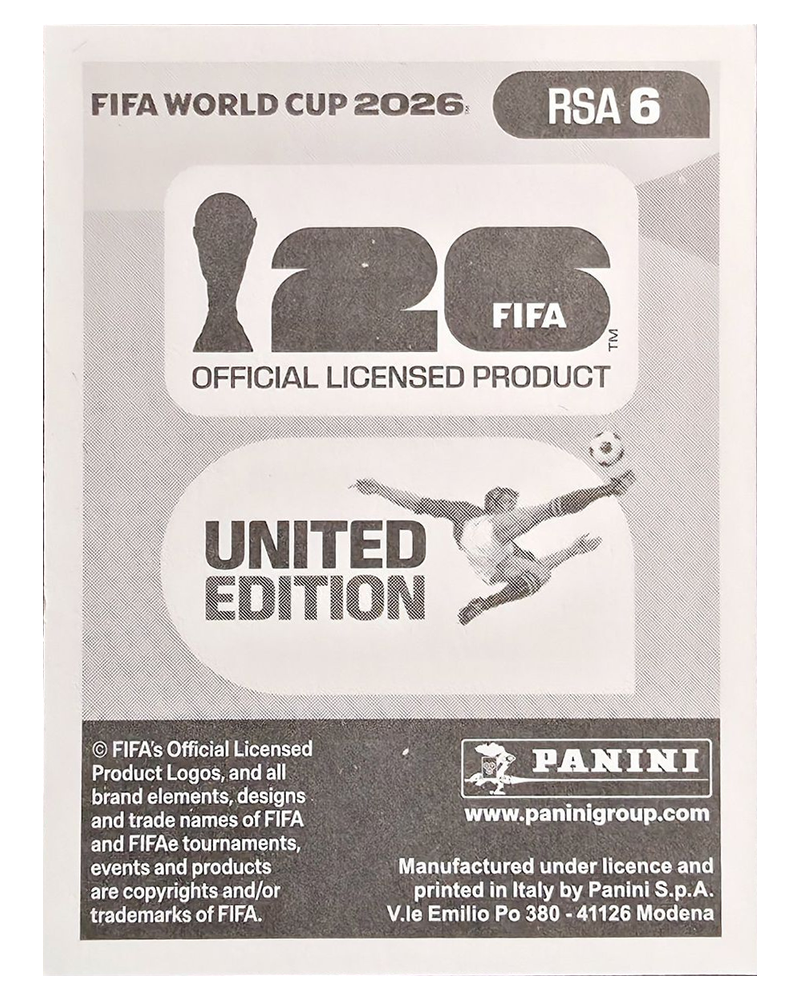 Panini FIFA WM 2026 United - RSA 6 - Mbekezeli Mbokazi
