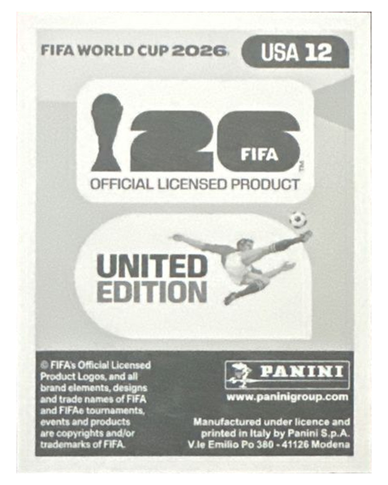 Panini FIFA WM 2026 United - USA 12 - Timothy Weah