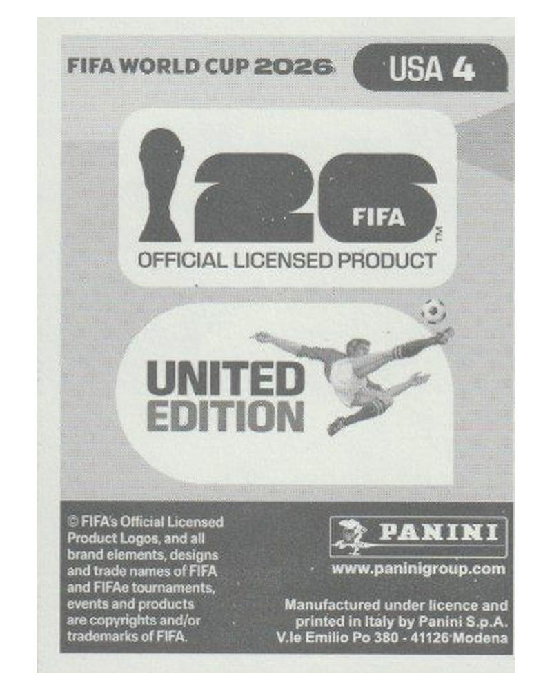 Panini FIFA WM 2026 United - USA 4 - Tim Ream