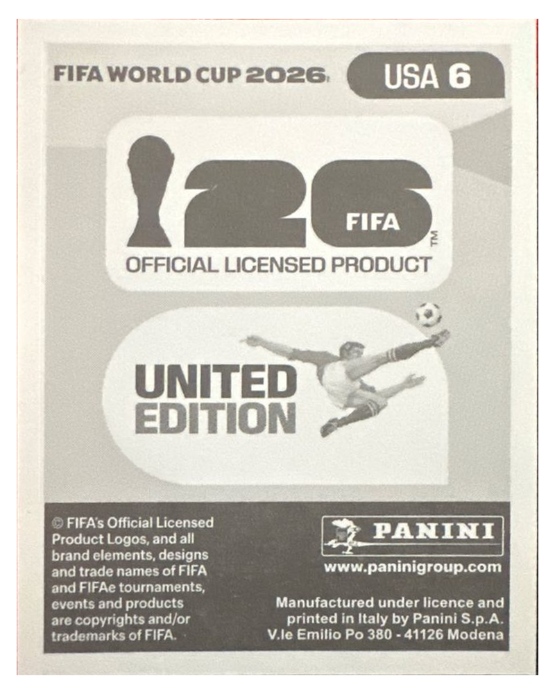 Panini FIFA WM 2026 United - USA 6 - Alex Freeman