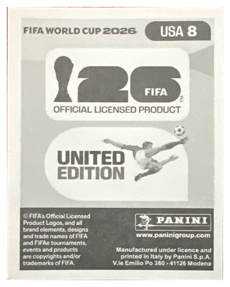 Panini FIFA WM 2026 United - USA 8 - Tyler Adams