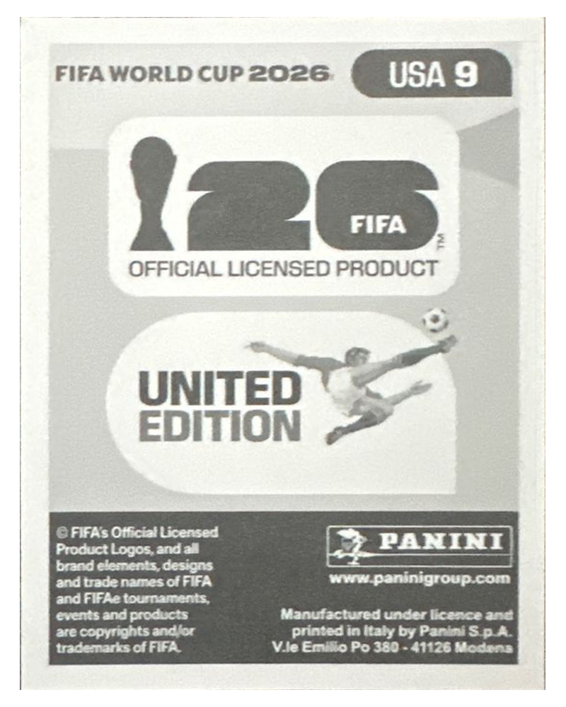 Panini FIFA WM 2026 United - USA 9 - Tanner Tessmann