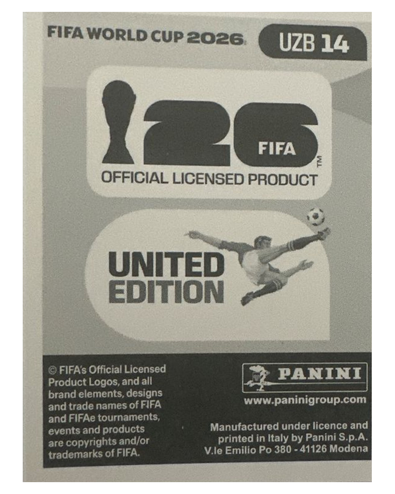 Panini FIFA WM 2026 United - UZB 14 - Azizbek Turgunboev